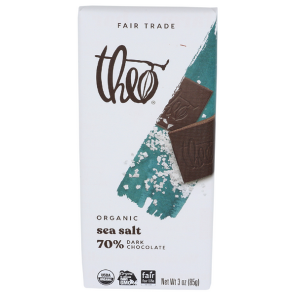 Theo Chocolate Organic Fair Trade Sea Salt 70% Dark Chocolate Bar