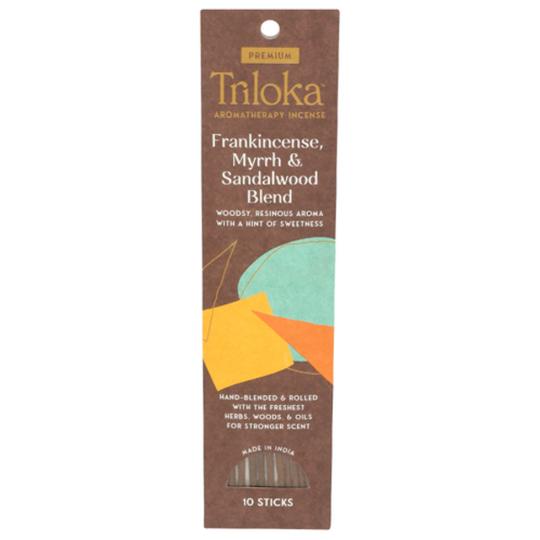 Windrose Triloka Premium Incense Frankincense, Myrrh & Sandalwood Blend 10 Pack