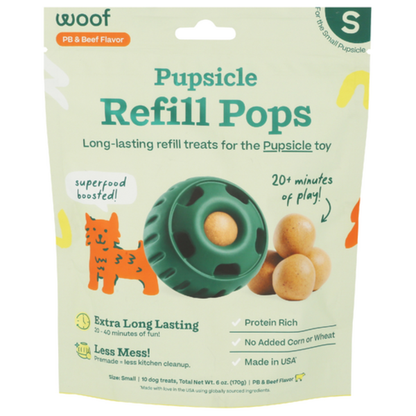 Woof Pet Inc PB & Beef Flavor Small Pupsicle Refill Pops 10 Pack