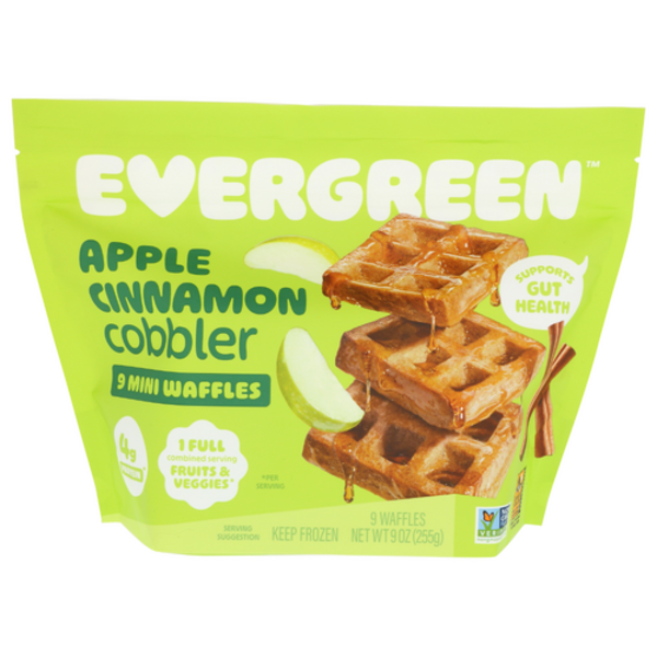 Evergreen Frozen Waffles Apple Cinnamon Cobbler Mini Waffles 9 Pack