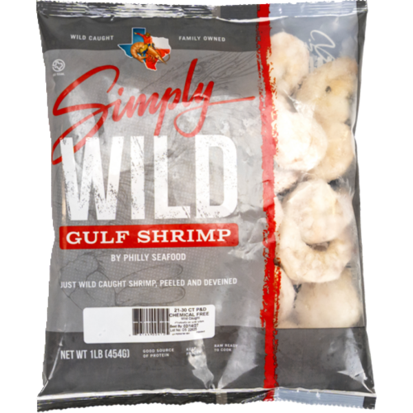 Wild Texas Shrimp 21-30 Count Wild Caught Frozen White Peeled & Deveined Raw Shrimp