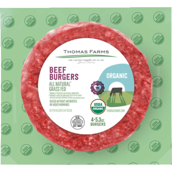 Thomas Farms Organic 85% Lean Grass Fed Ground Beef Burgers