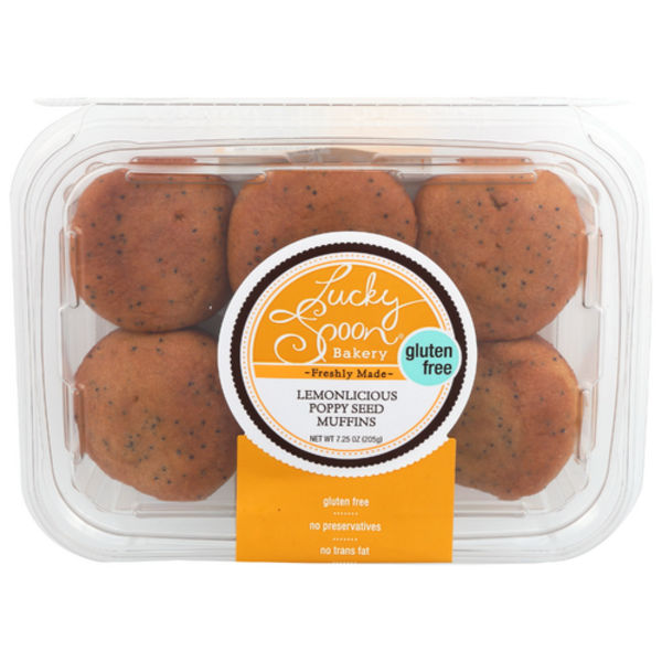 Lucky Spoon Bakery Gluten Free Lemonlicious Poppy Seed Muffins 6 Count