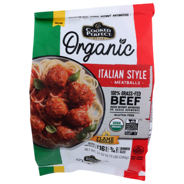 Cooked Perfect Organic Italian Style 100% Grass-Fed Beef Meatballs