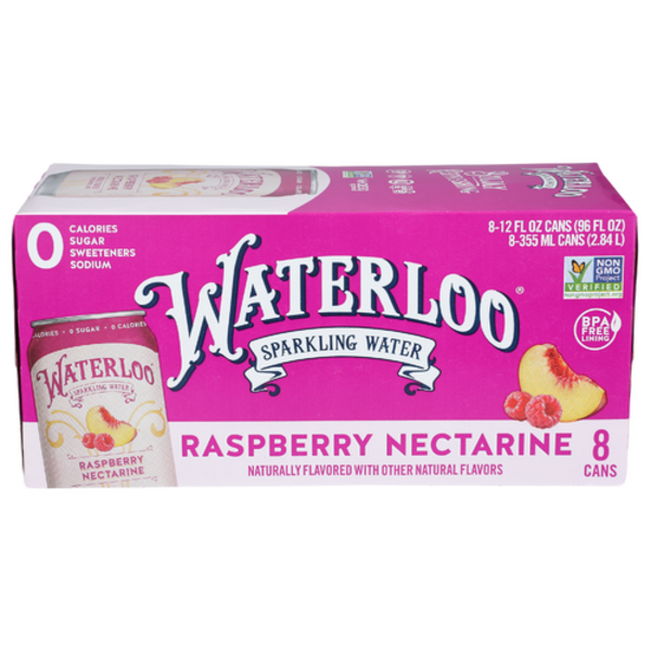 Waterloo Raspberry Nectarine Sparkling Water 8 Pack Case