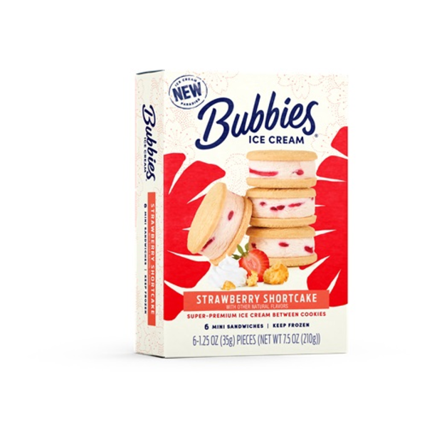 Bubbies Hawaii Strawberry Shortcake Ice Cream Sandwiches 6 Pack