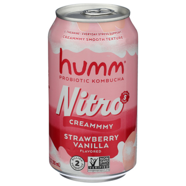 Humm Kombucha Strawberry Vanilla Nitro Creammmy Kombucha