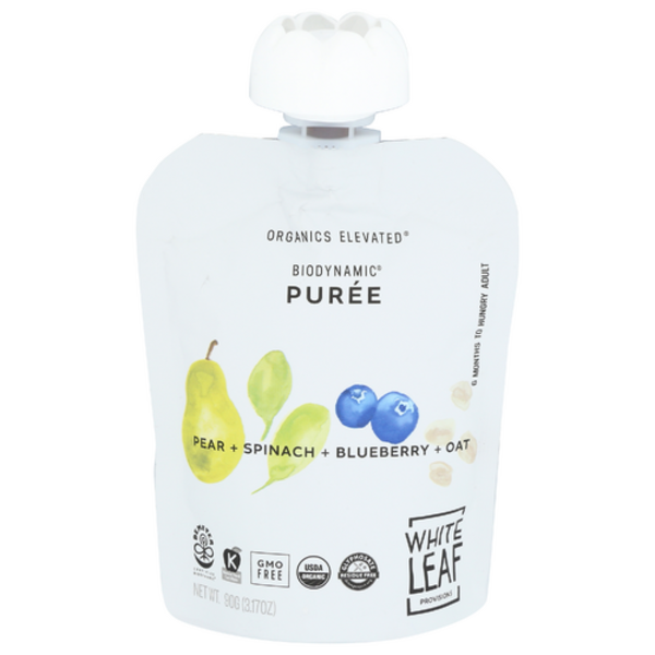 White Leaf Provisions Organic Pear + Spinach + Blueberry + Oat Baby Food