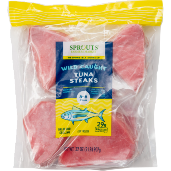Sprouts Wild Caught Frozen Ahi Tuna Steaks 2lb Bag