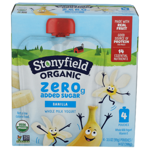 Stonyfield Organic Banilla Yogurt Pouches 4 Pack