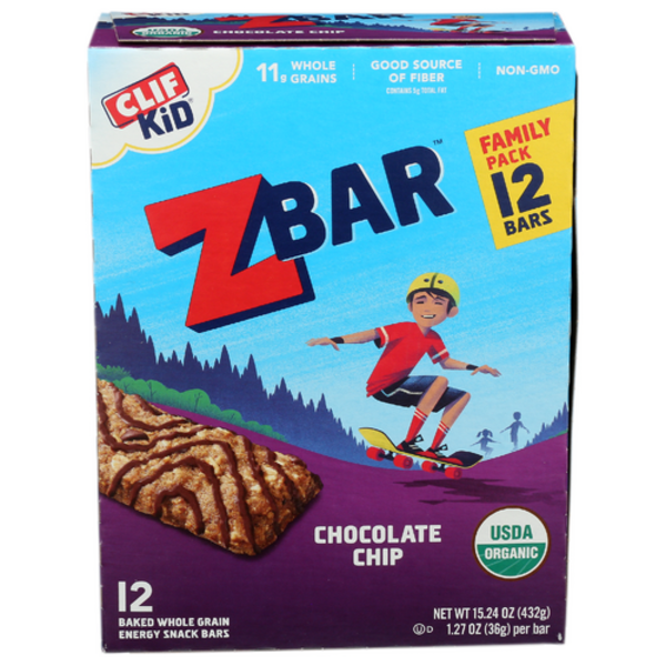 Clif Kid Organic Chocolate Chip Z Bars 12 Pack