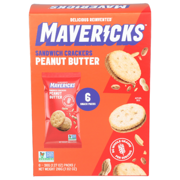 Mavericks Snacks Peanut Butter Sandwich Crackers 6 Pack