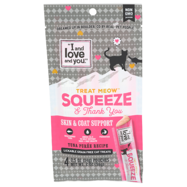 I And Love And You Tuna Puree Skin & Coat Support Lickable Cat Treats 4 Pack