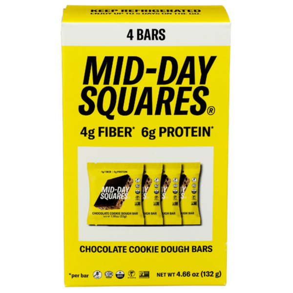 Mid-Day Squares Cookie Dough Fiber And Protein Chocolate Bar Squares 4 Pack