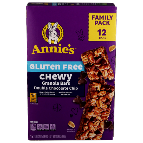 Annie's Homegrown Double Chocolate Chip Gluten Free Chewy Granola Bars, 12 Pack