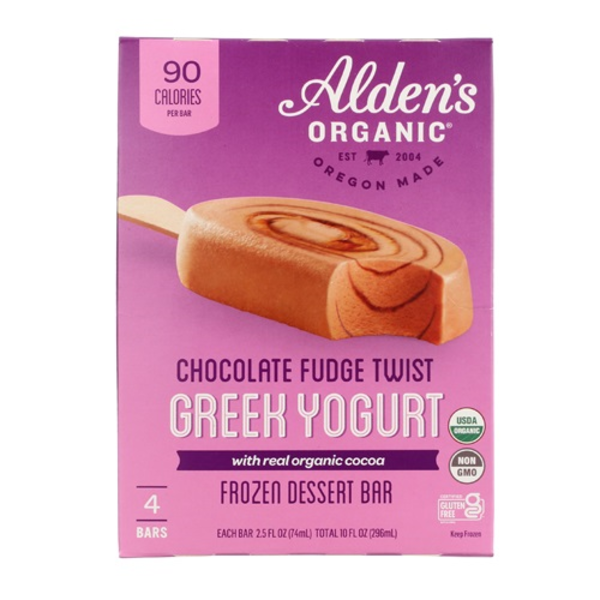 Alden's Organic Organic Chocolate Fudge Frozen Dessert Bars 4 Pack