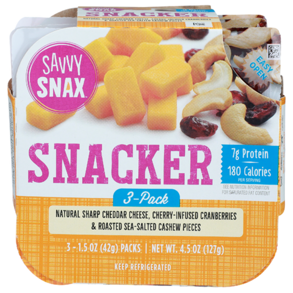 Savvy Snax 3 Pack Cheddar Cheese and Cashew Snacker