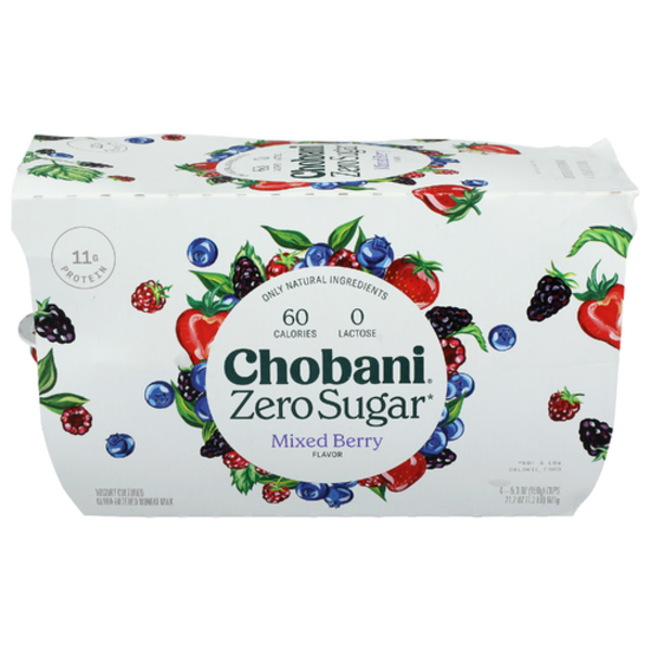 Chobani Mixed Berry Zero Sugar Greek Yogurt 4 pack
