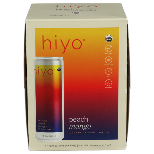 Hiyo Organic Peach Mango Functional Seltzer 4 Pack