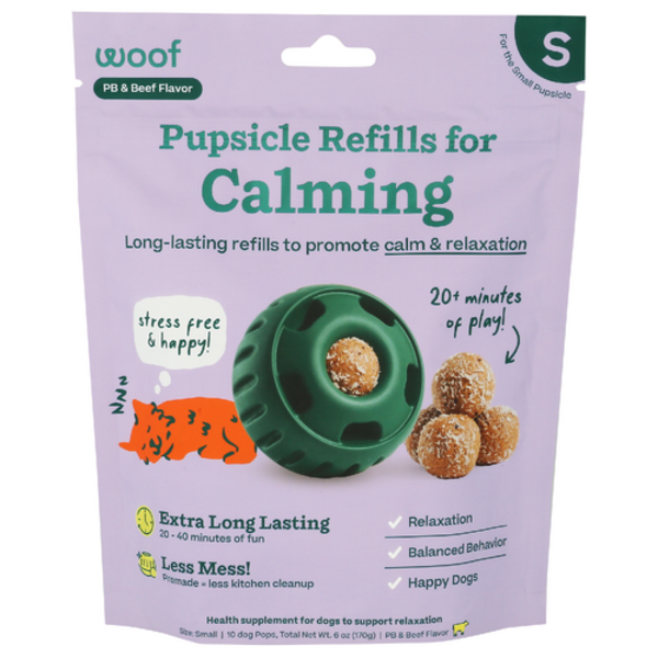 Woof Pet Inc PB & Beef Flavor Calming Small Pupsicle Refill Pops 10 Pack