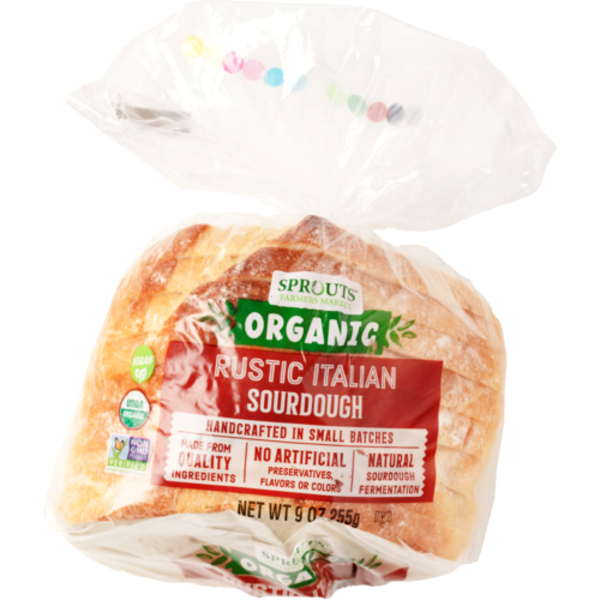 Sprouts Organic Sliced Rustic Italian Sourdough Bread Half Loaf