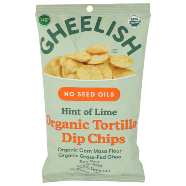 Gheelish Organic Hint Of Lime Tortilla Dip Chips