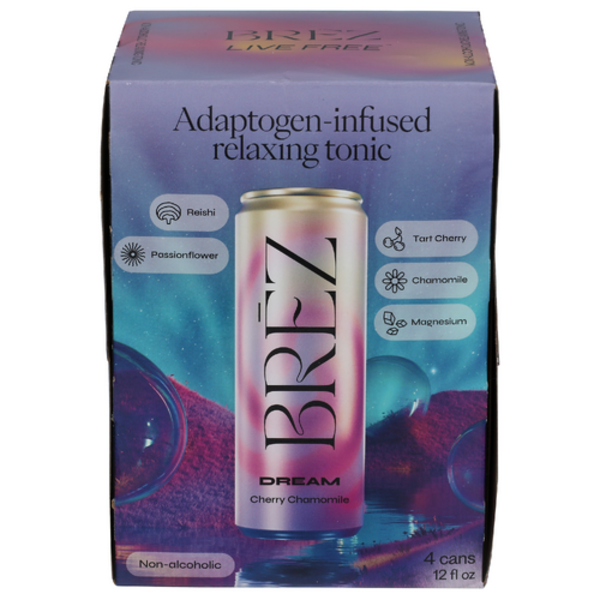 Brez Dream Cherry Chamomile Relaxing Non-Alcoholic Tonic 4 Pack Case