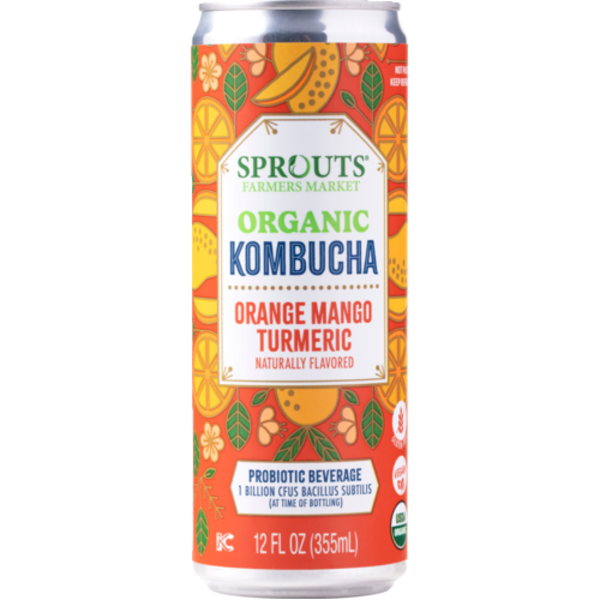 Sprouts Organic Orange Mango Turmeric Kombucha