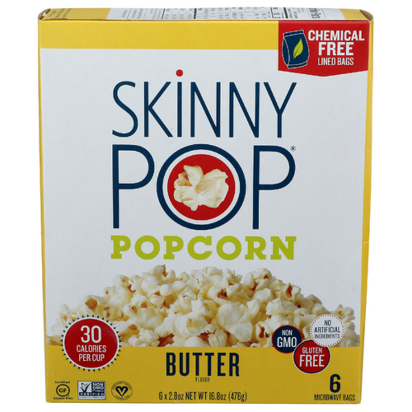 Skinny Pop Butter Microwave Popcorn 6 Pack