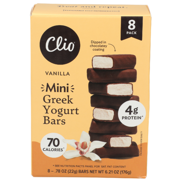 Clio Vanilla Dark Chocolate Covered Mini Greek Yogurt Bars