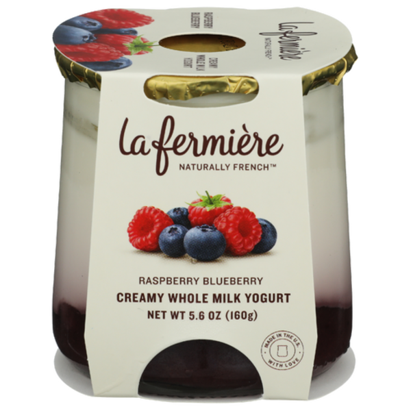 La Fermiere Naturally French Raspberry Blueberry Creamy Whole Milk Yogurt