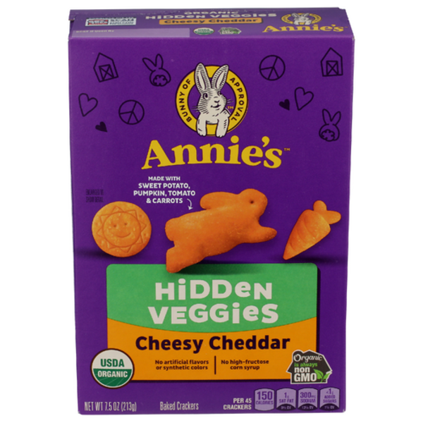 Annie's Homegrown Organic Cheesy Cheddar Crackers With Hidden Veggies