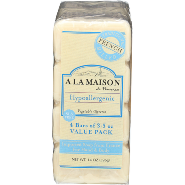A La Maison Hypoallergenic Unscented Bar Soap 4 Pack