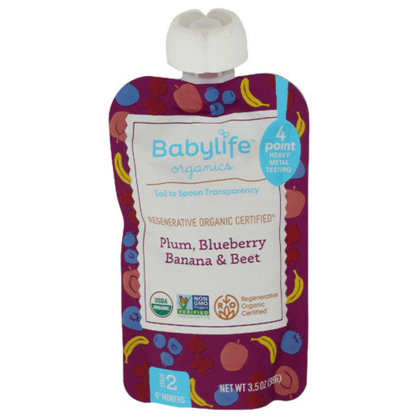 Babylife Organics Organic Plum Blueberry Baa & Beet Stage 2 Baby Food Pouch
