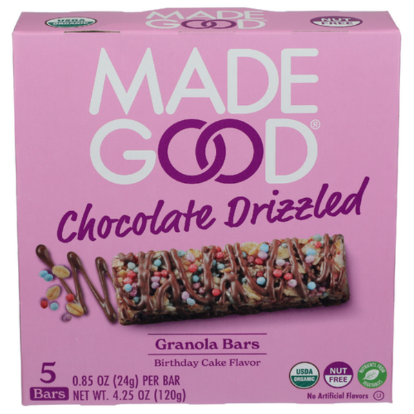 Madegood Organic Chocolate Drizzled Birthday Cake Granola Bars 5 Pack